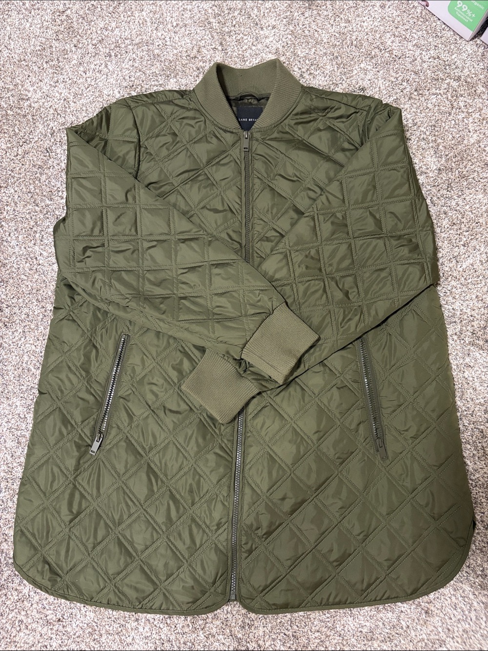 Lane Bryant Quilted Olive Lightweight Bomber Jacket - Size 14/16